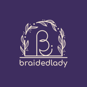 BraidedLady Logo design on purple background